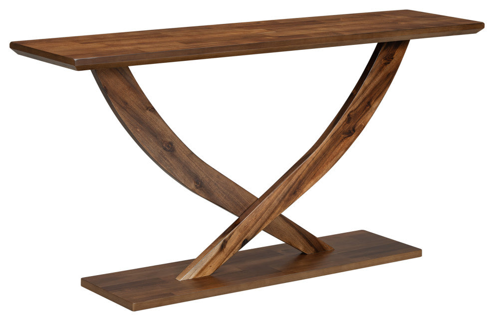 GDF Studio 57" Console Table With Cross-Leg Design, Brown