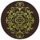 Venetian Contemporary Area Rug, Brown and Green, 7'9" Round