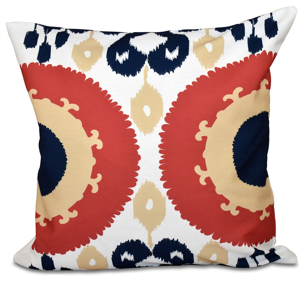 Boho , Geometric Print Pillow, Coral, 16"x16"