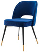 Side Dining Chair, Velvet, Blue Navy, Modern, Cafe Bistro Restaurant Hospitality