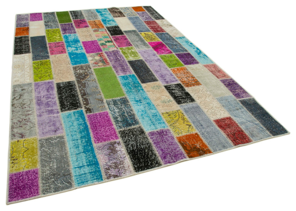 Rug N Carpet - Handmade Anatolian 6' 7" x 9' 11" Contemporary Patchwork Area Rug