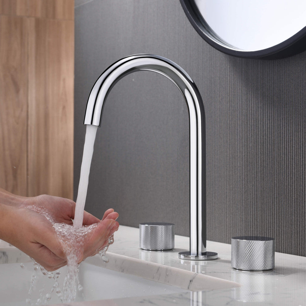 Circular X 8" Bathroom Sink Widespread Faucet with Drain Assembly, Chrome