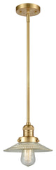 Halophane 1 Light Mini Pendant, Satin Gold, Clear Halophane