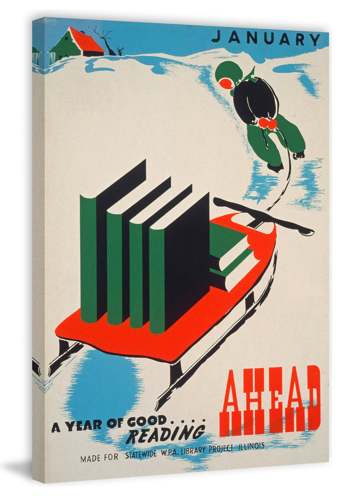 "Good Reading Ahead" Painting Print on Wrapped Canvas, 12"x18"