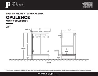 Fine Fixtures Opulence Collection Bathroom Vanity with White Ceramic Sink