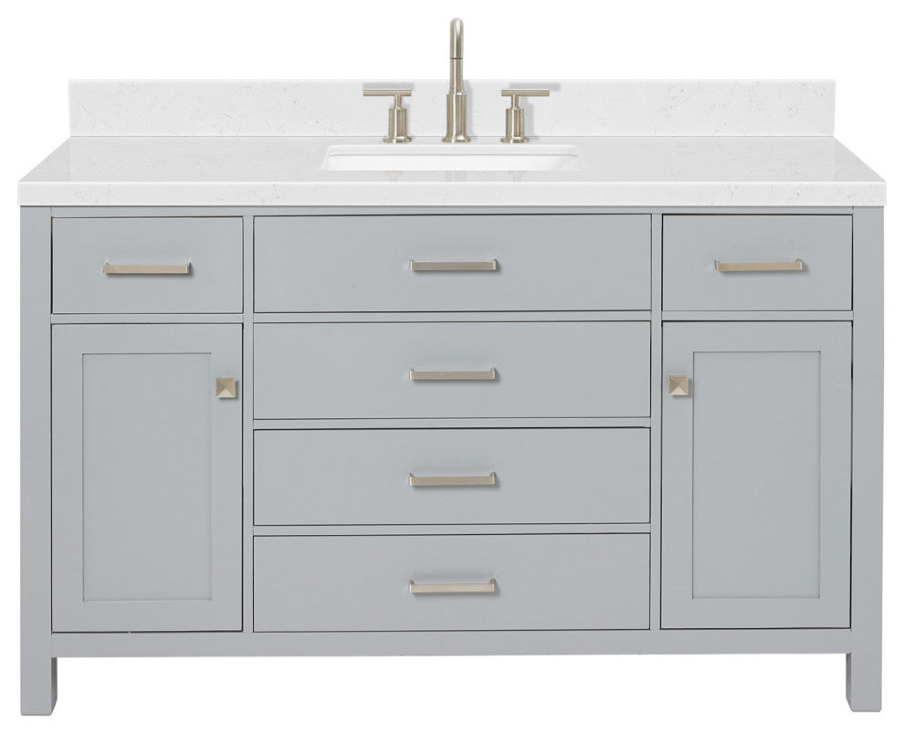 Ariel Bristol 54" Single Rectangle Sink Bathroom Vanity, Carrara Quartz