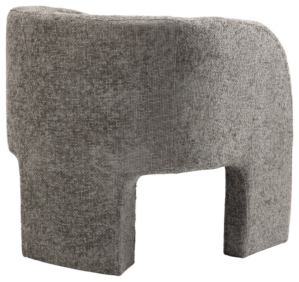 Sawyer Beige Weaved Polyester Fabric Accent Chair, Grey, Chenille Fabric