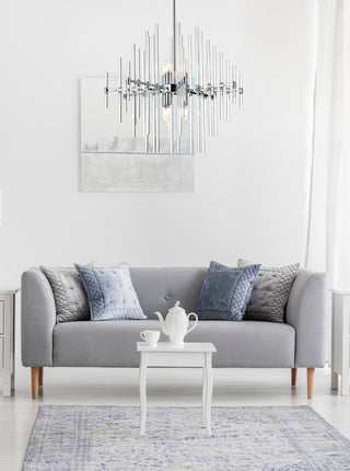 Samuel 27" Crystal Rod Pendant, Chrome