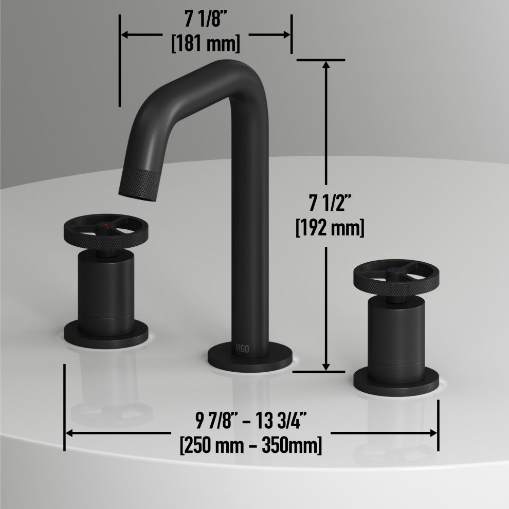 VIGO Cass 8" H 2-Handle Widespread Bathroom Faucet, Matte Black