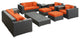 Modway Eclipse 9-Piece outdoor Patio Sofa Set, Espresso/Orange