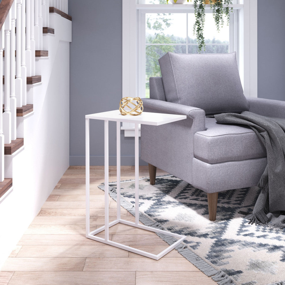 Sofa Side Table, Rectangular, Aluminum, Metal, White, Lounge Lobby Hospitality