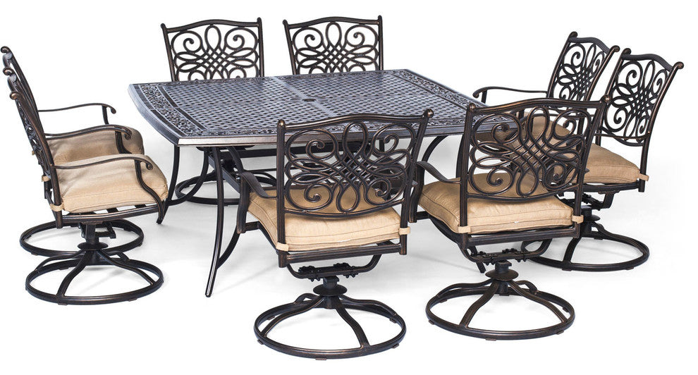 Traditions 9-Piece Square Dining Set With Swivel Chairs