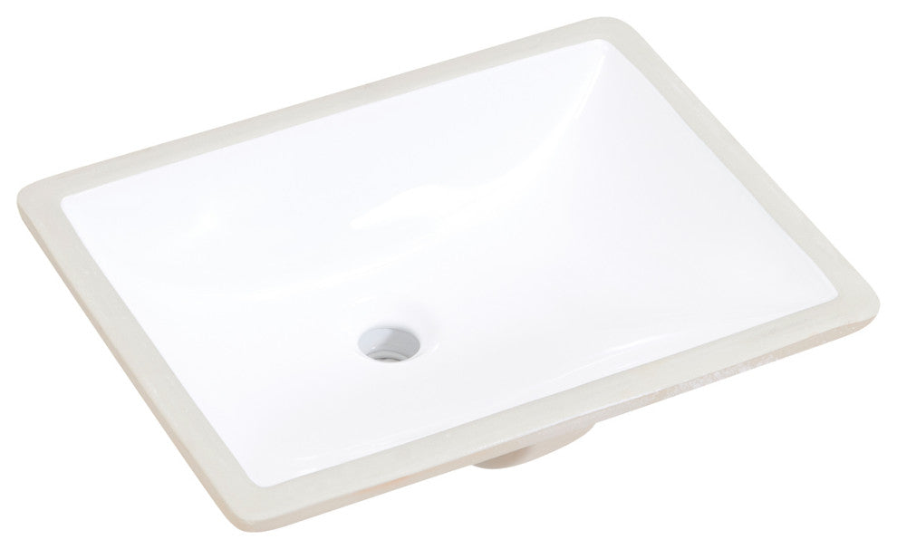 20" Rectangular White Finish Ceramic Undermount Vanity Sink