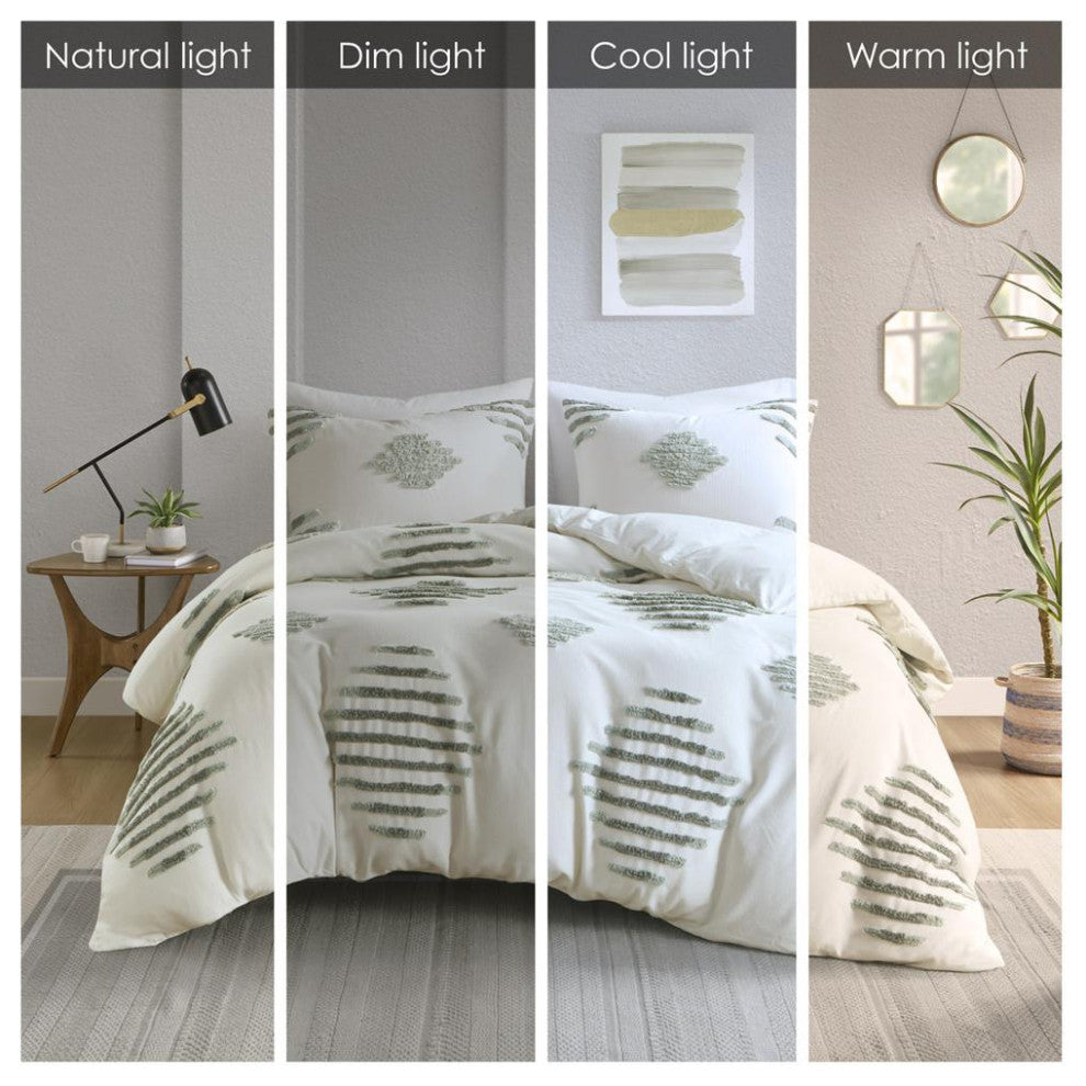 3 Piece Cotton Blend Chenille Duvet Cover Set