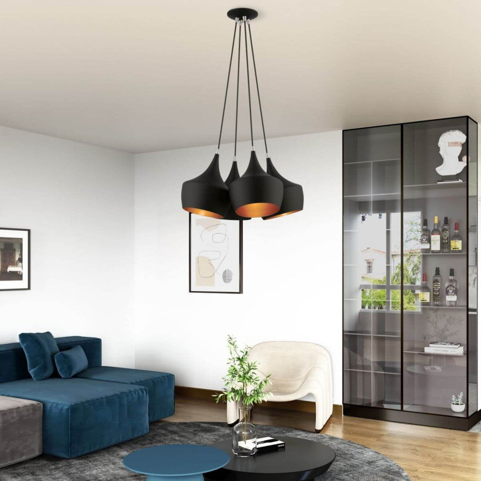 Livex Waldorf 4 Light 23" Cluster Pendant, Black
