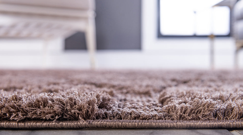 Unique Loom Brown Floral Shag2'x6'7 Runner Rug