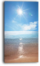 "Serene Seascape With Bright Sun" Modern Beach Canvas Art Print, 16"x32"