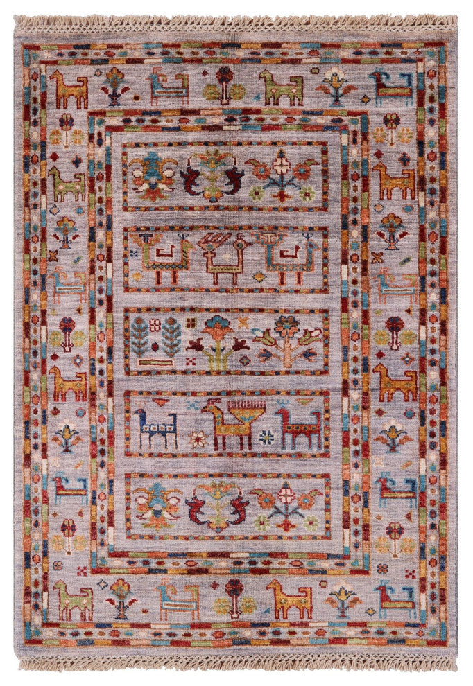 Tribal Persian Gabbeh Handmade Rug 2' 8" X 3' 9" Q8411