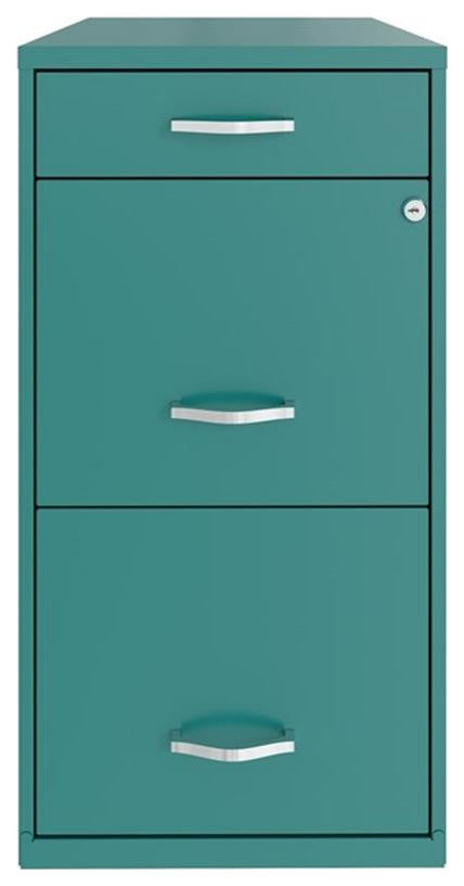 Space Solutions 18in Deep 3 Drawer Metal Organizer File Cabinet Teal/Turquoise
