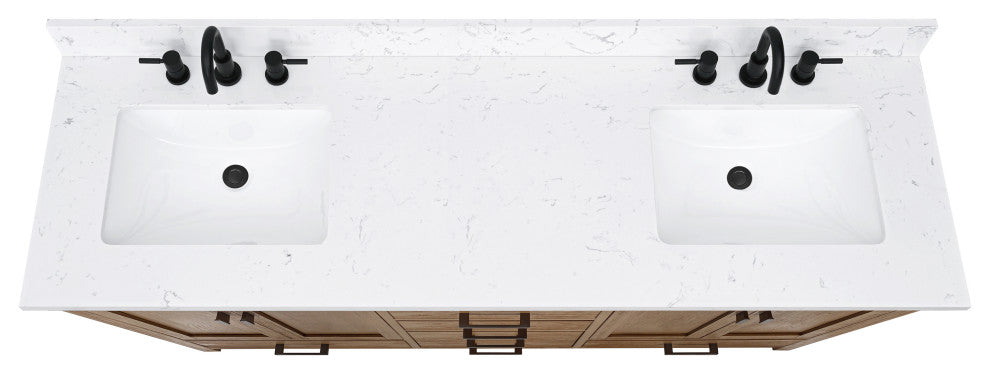 Modero Vanity Combo With Cala White Top, Brushed Oak, 72", Single Sink