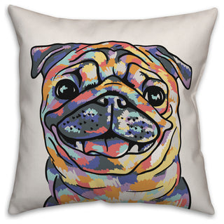 Watercolor Pug Throw Pillow