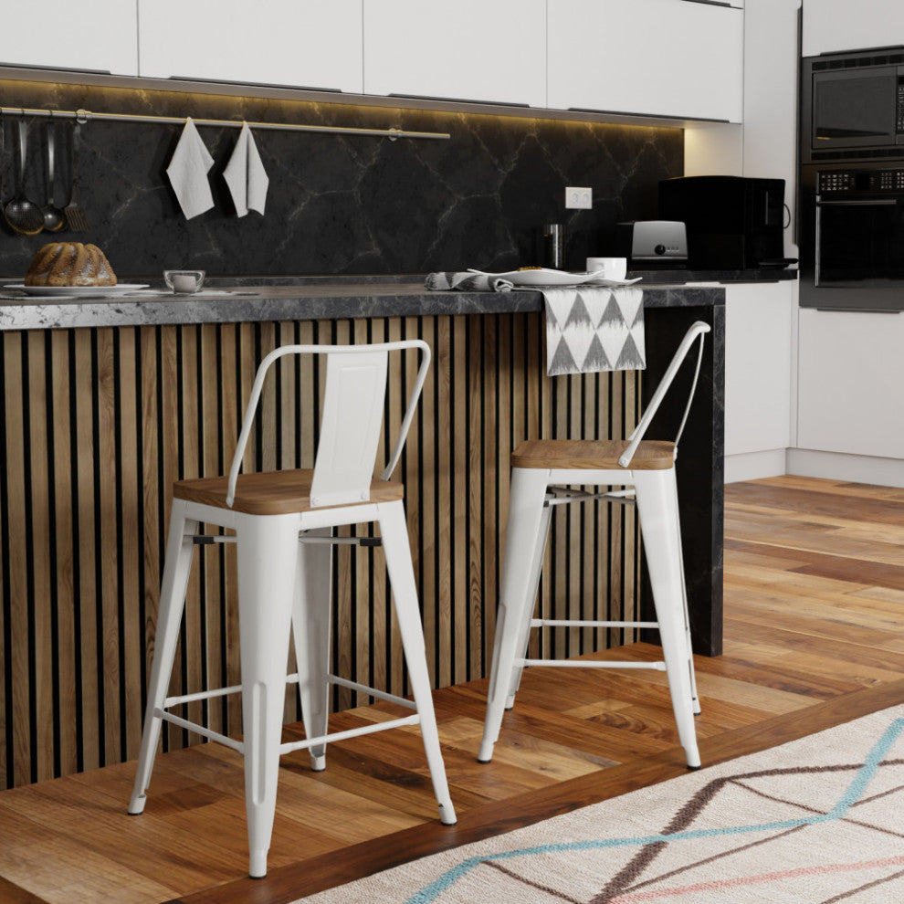 Rayne 24 inch Metal / Wood Counter Height Stool (Set of 2)