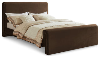 Sloan Black Velvet Full Bed, Brown, King