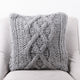 18"L*18"W Gray Handmade Acrylic Cable Knit Pillow Cover
