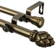 Bud Double Curtain Rod, Antique Brass, 48"-84"