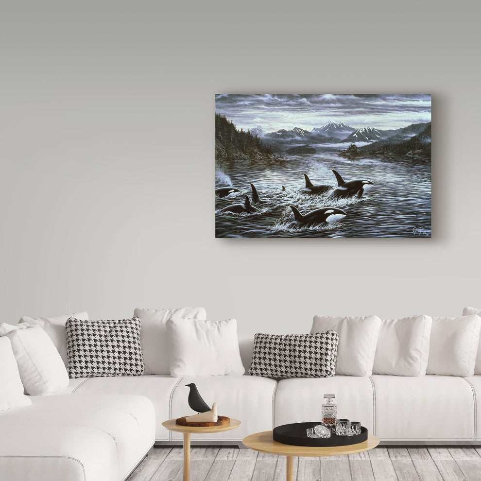 Jeff Tift 'Killer Whales' Canvas Art, 24"x16"