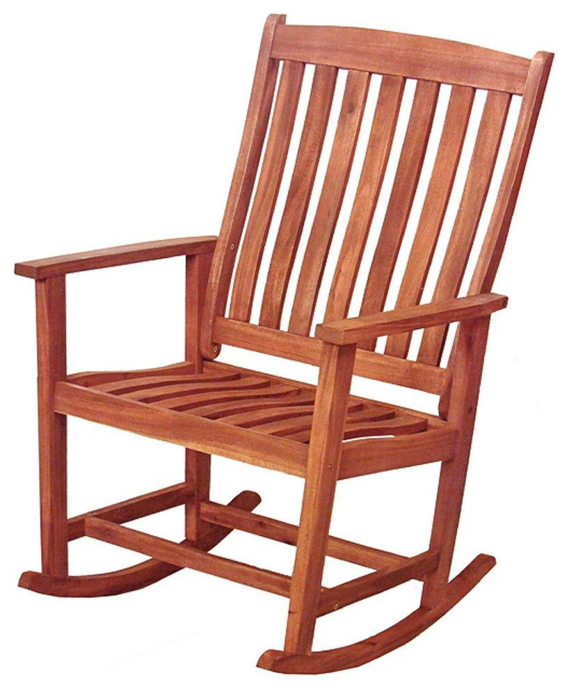 43" Brown Acacia Wood Outdoor Patio Rocking Chair