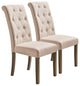 Solid Wood Dining Chair, Set of 2, Beige Tufted, Beige