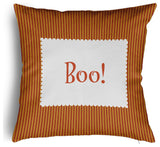 Halloween Boo Ticking Accent Pillow With Removable Insert, Dark Red, 16"x16"