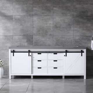 Marsyas 84" Double Vanity, White Square Sinks, No Mirror, White