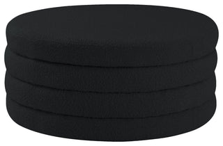 Aphia Boucle Fabric Upholstered Ottoman, Black, Ottoman / Coffee Table