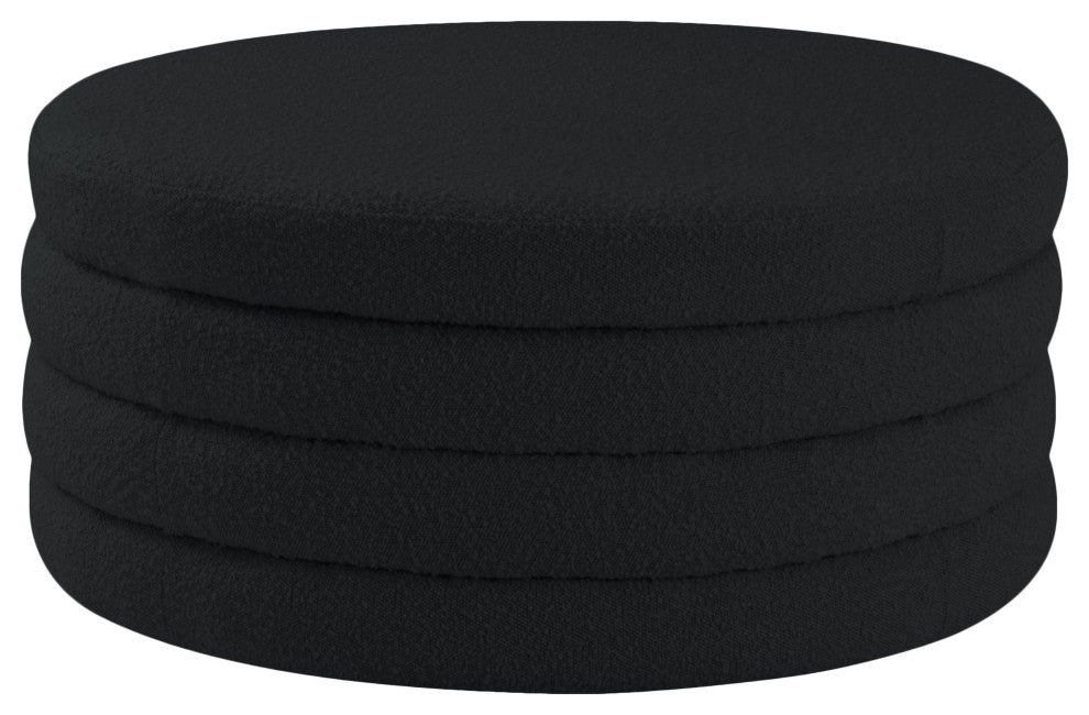 Aphia Boucle Fabric Upholstered Ottoman, Black, Ottoman / Coffee Table