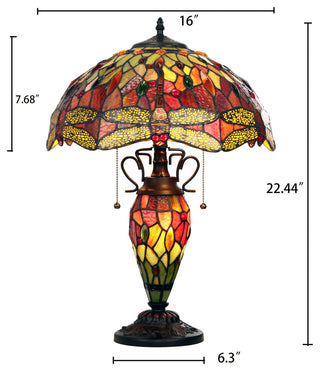 Empress Tiffany-Style Dark Bronze 3 Light Double Lit Table Lamp 16" Shade