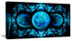 Blue Exotic Pattern on Black, Abstract Art on Canvas, 32x16