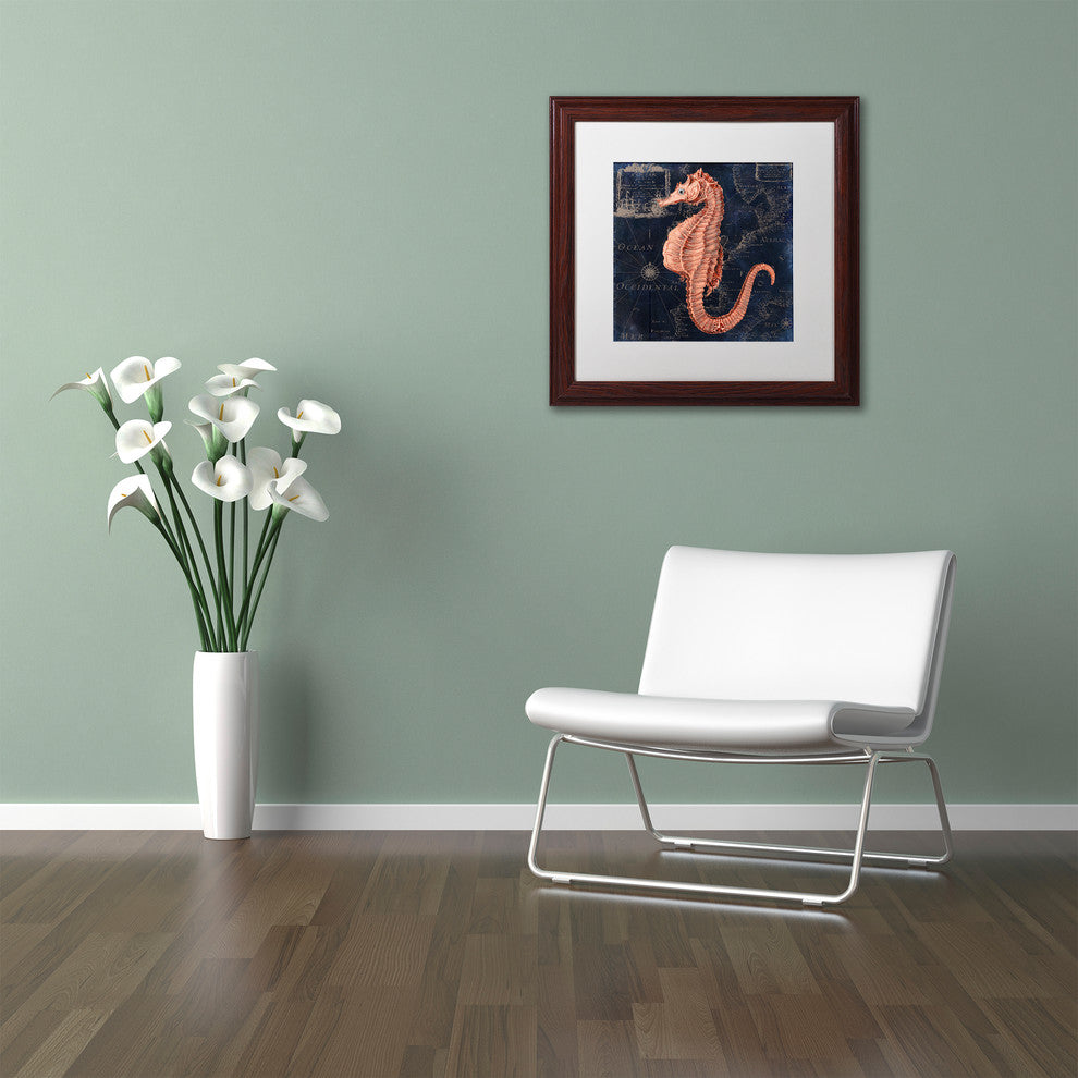 Color Bakery 'Maritime Blues I' Matted Framed Art, Wood Frame, White Mat, 16x16