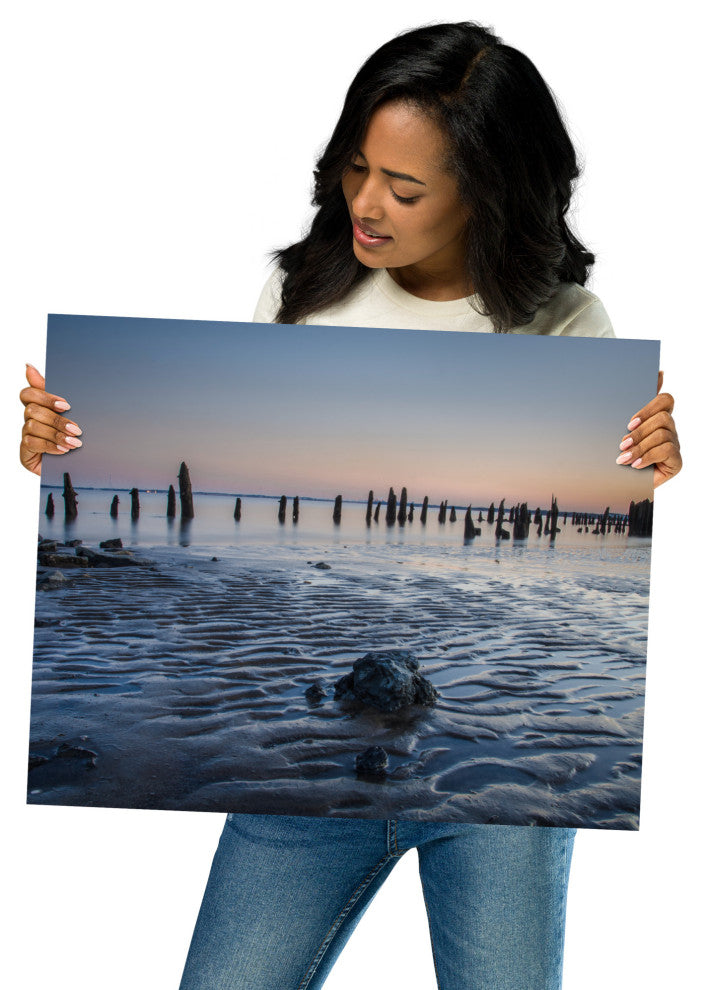 Low Tide At Battery Landscape Photo, Beach Unframed Wall Art Print, 16" X 20"