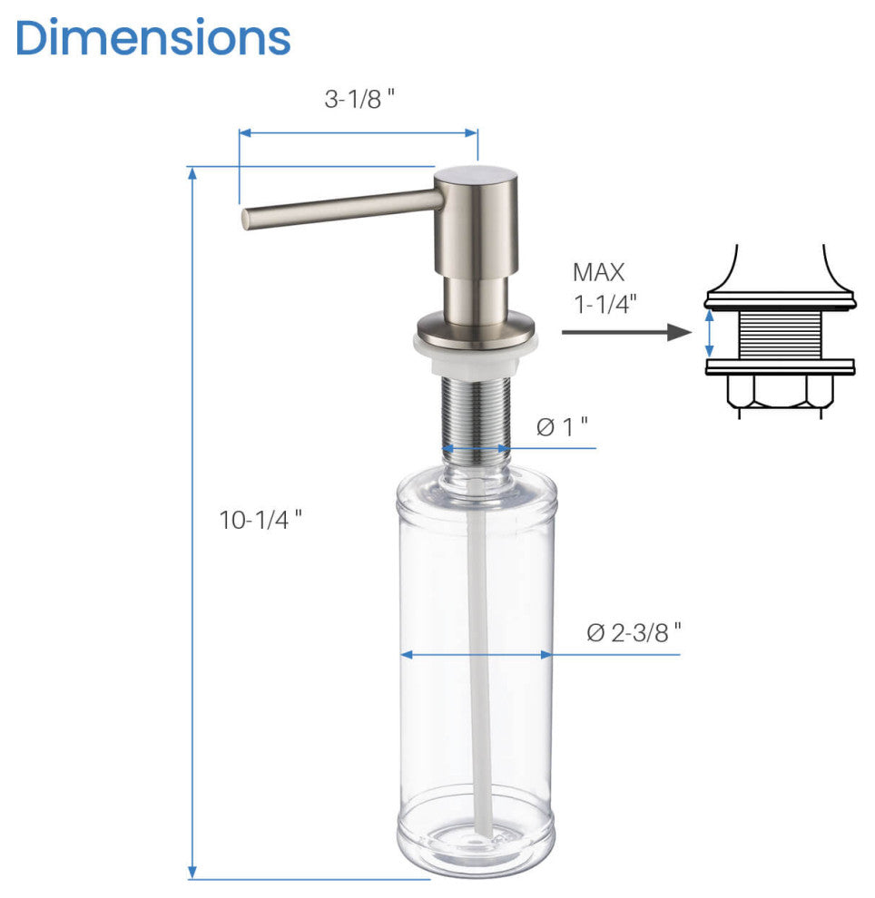 KIBI Kitchen Soap Dispenser KSD100, Brushed Nickel