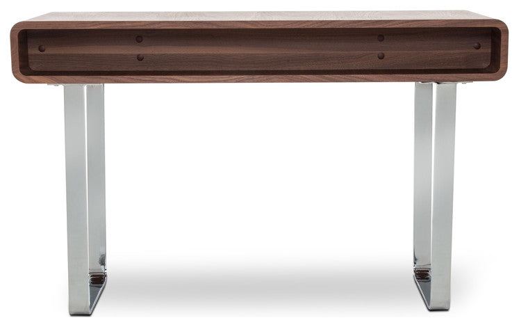 HomeRoots 30" Walnut Veneer Steel and MDF Console Table