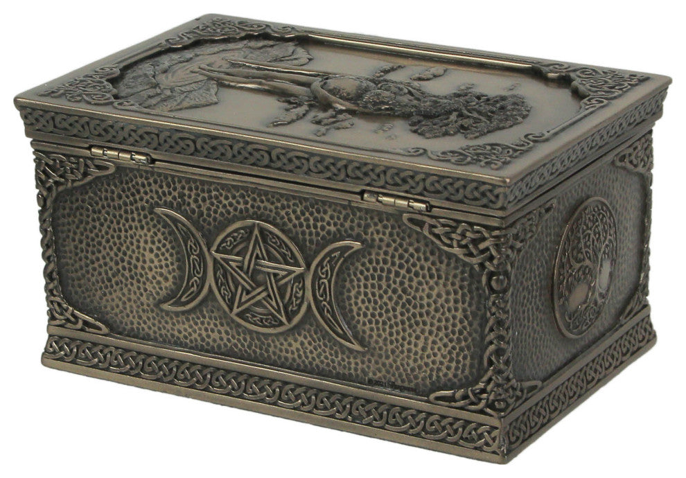 Gaia Greek Mother Earth Goddess Bronze Finished Trinket Box