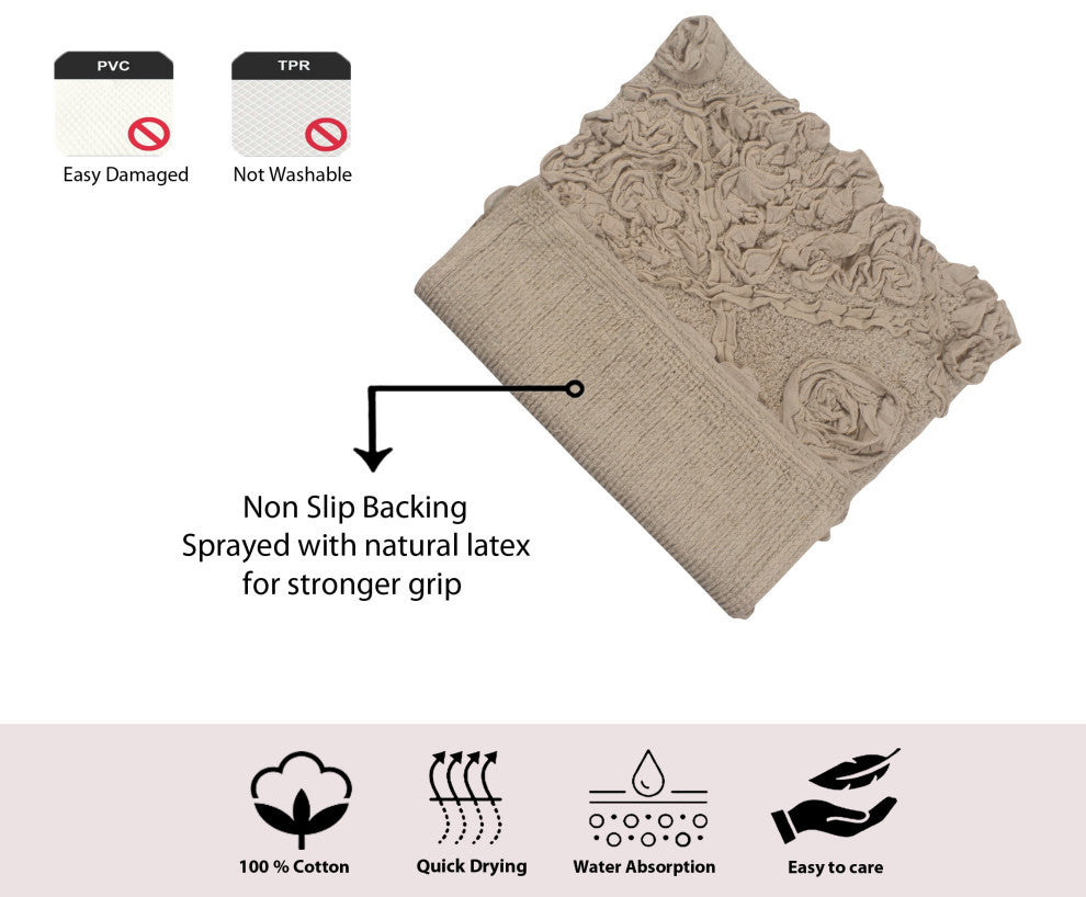 Modesto Bath Rug Bath Rug Set, Machine Wash, 17x24" Rectangle, Linen