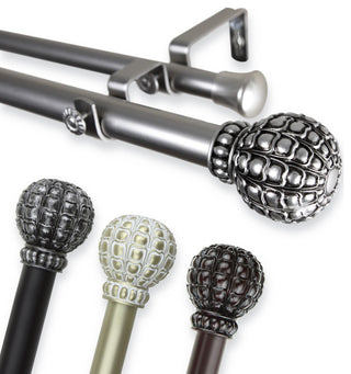 Velia 1" Double Curtain Rod, Black, 48-84"