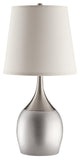 Benzara BM172263 Modish Metal Table Lamp, Silver Set of 2