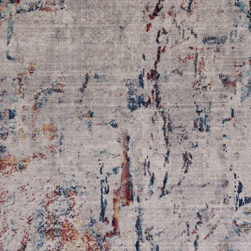 8" x 10" Orange and Ivory Medallion Area Rug