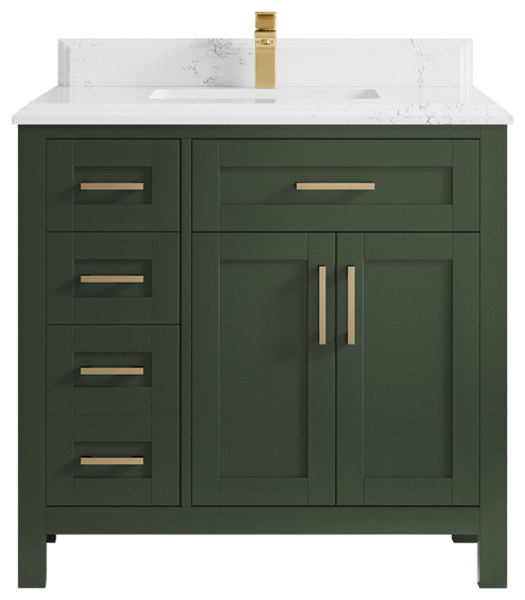 Cambridge 36 Center Sink Bath Vanity in Pewter Green 1.5" Empira Quartz