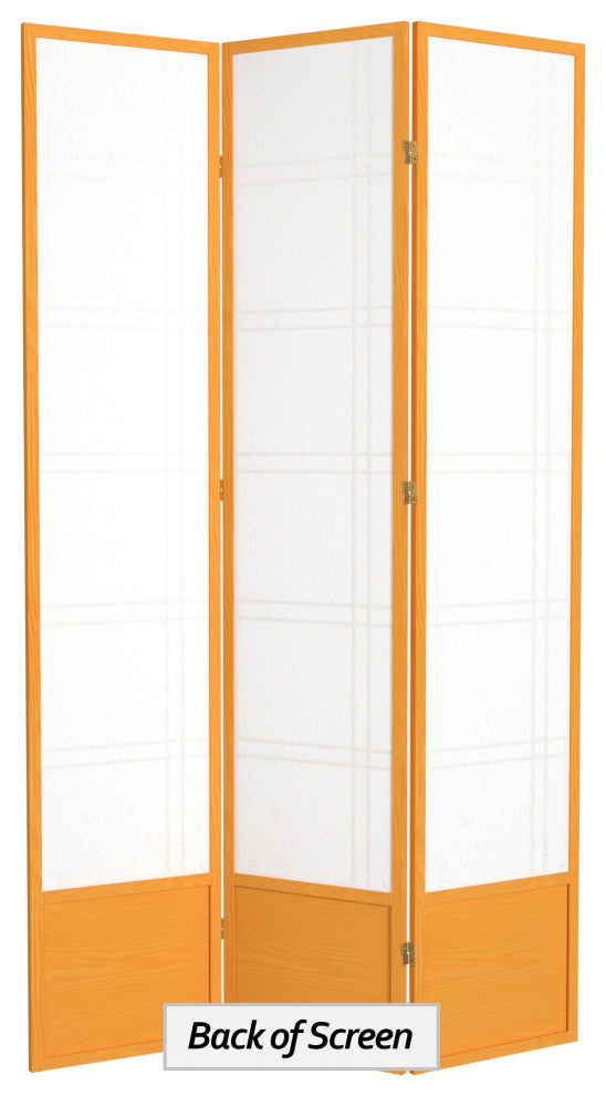 7' Tall Double Cross Shoji Screen, Honey, 3 Panels