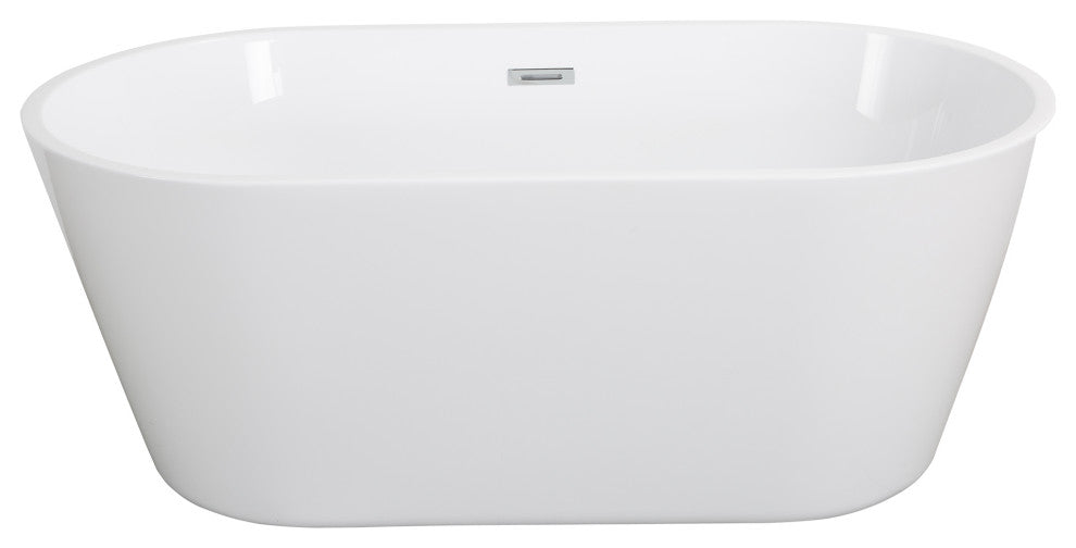 Acrylic Freestanding Soaking Bathtub in White, 59"29"